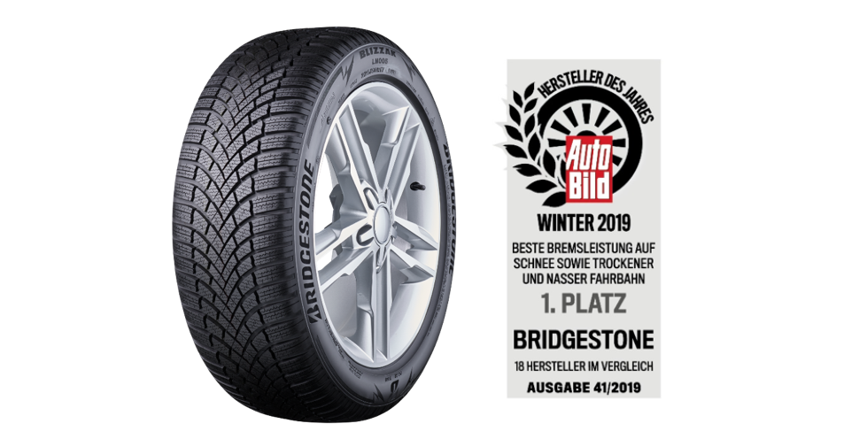 Bridgestone заняла 1-е место по итогам тестов зимних шин Auto Bild